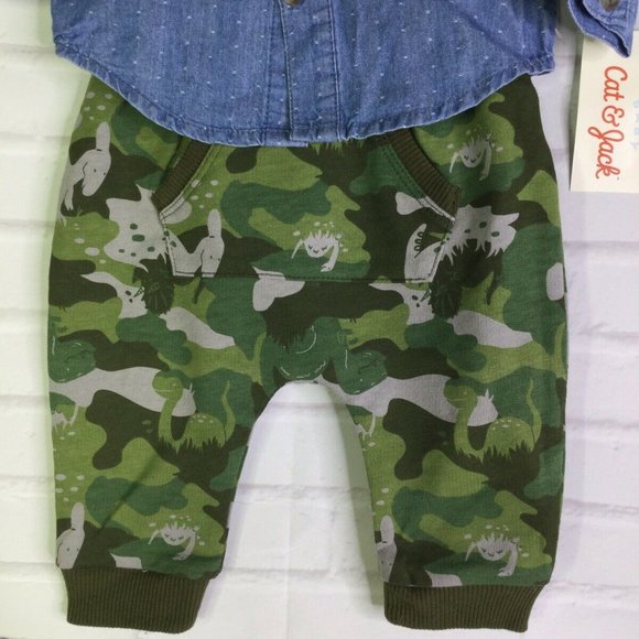 Cat & Jack Infant Baby Boy 3-6 Months Outfit Denim - Picture 3 of 7